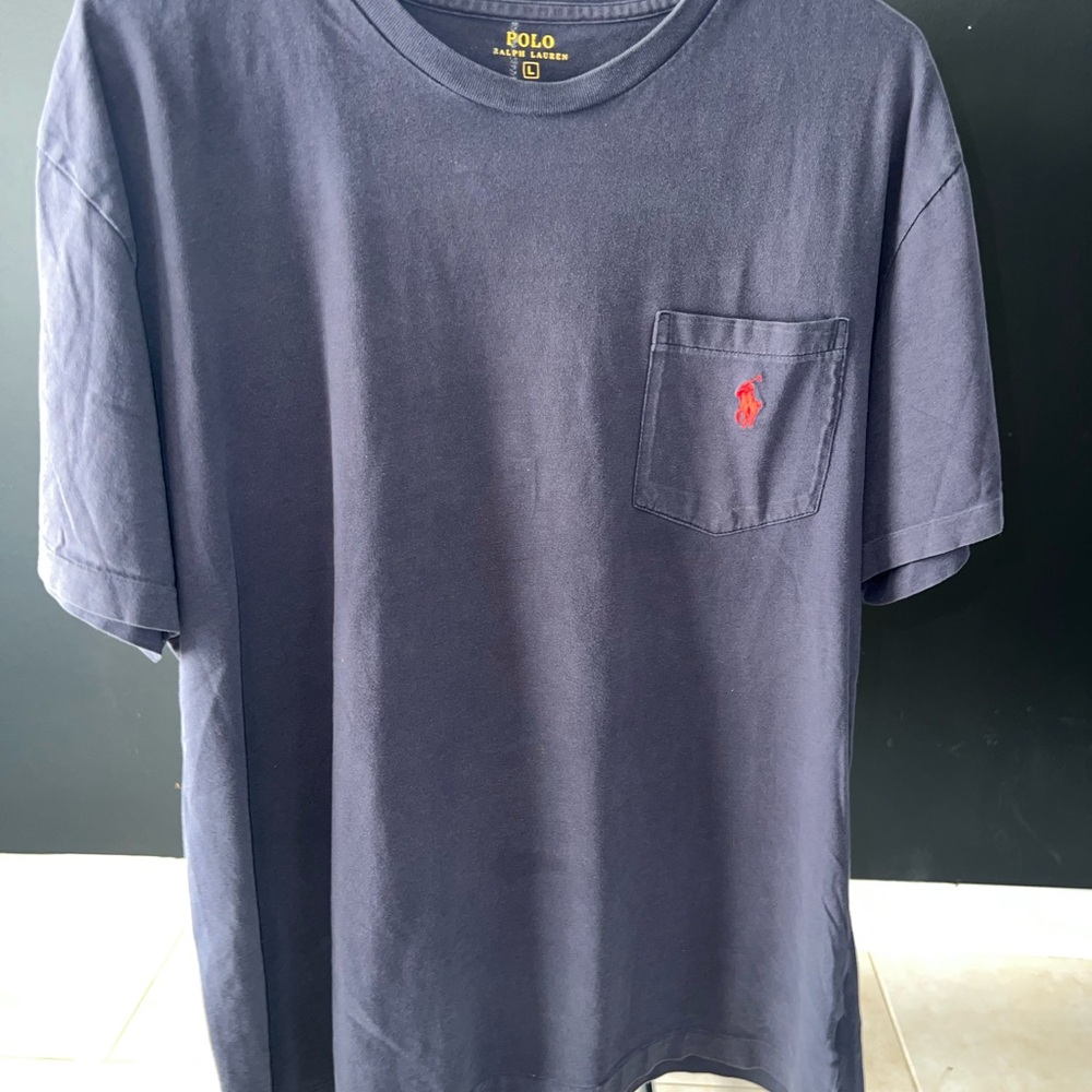 Polo by Ralph Lauren Men's Charcoal Tee with Red Logo